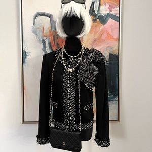 Alice and Olivia black Jacket with black and white tweed.NWT. New with Tags.